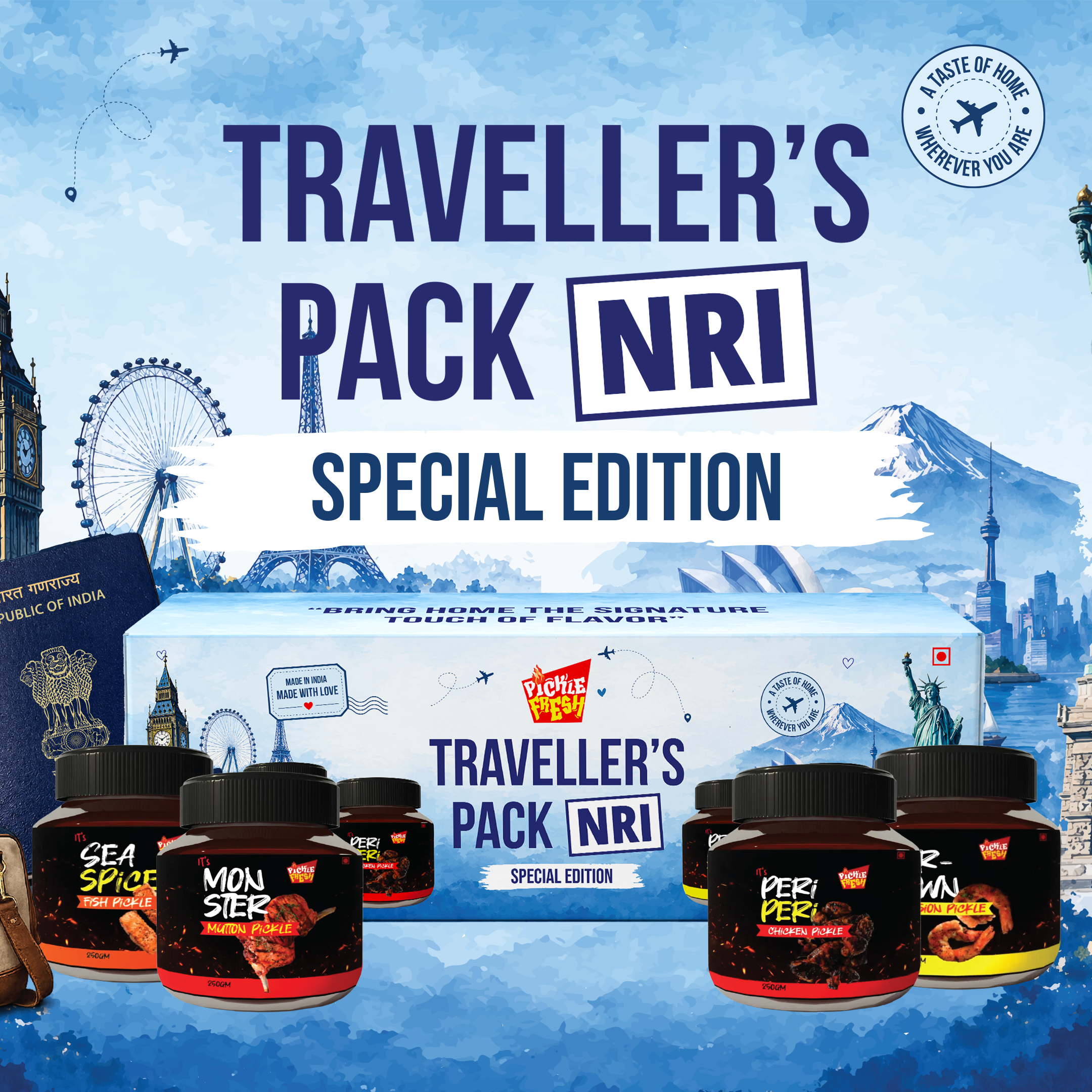 Combo of Chicken,Fish,Prawn,Mutton non veg pickle - Traveller's Pack
