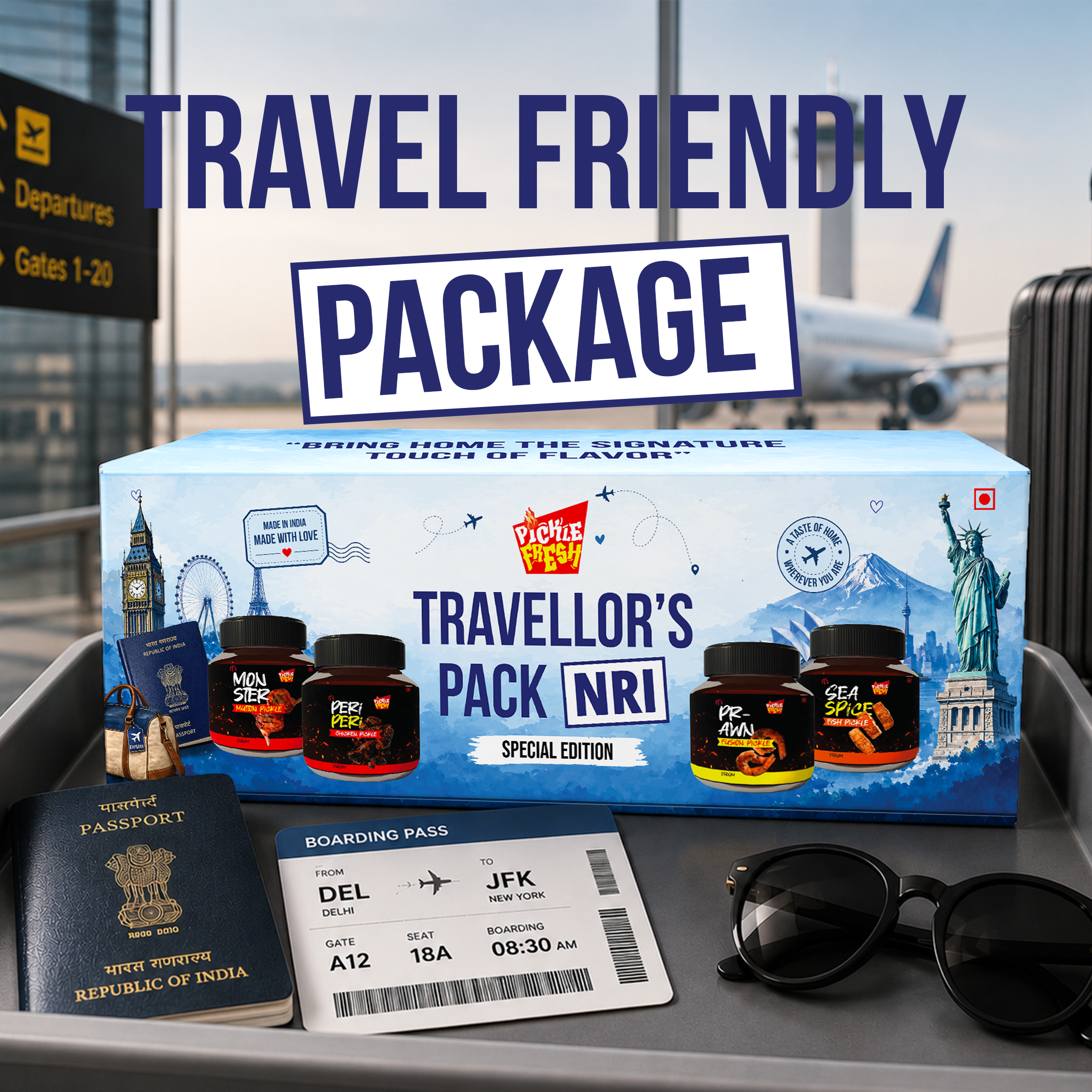 Combo of Chicken,Fish,Prawn,Mutton non veg pickle - Traveller's Pack