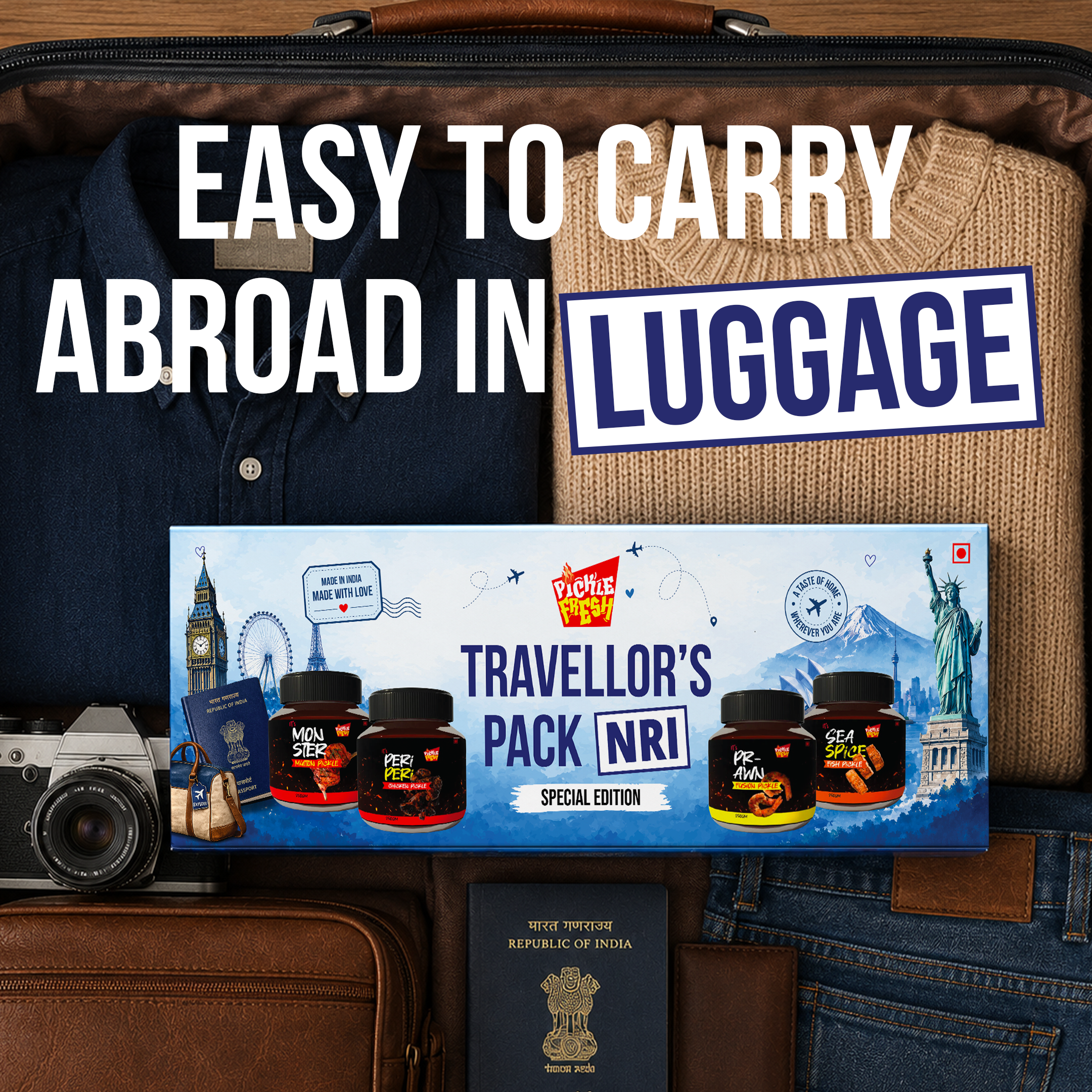 Combo of Chicken,Fish,Prawn,Mutton non veg pickle - Traveller's Pack