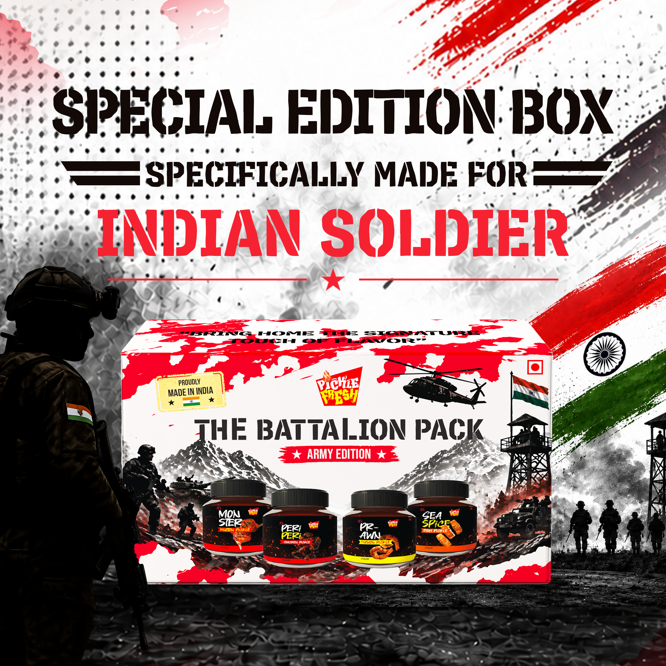 Combo of Chicken,Fish,Prawn,Mutton non veg pickle - Army edition