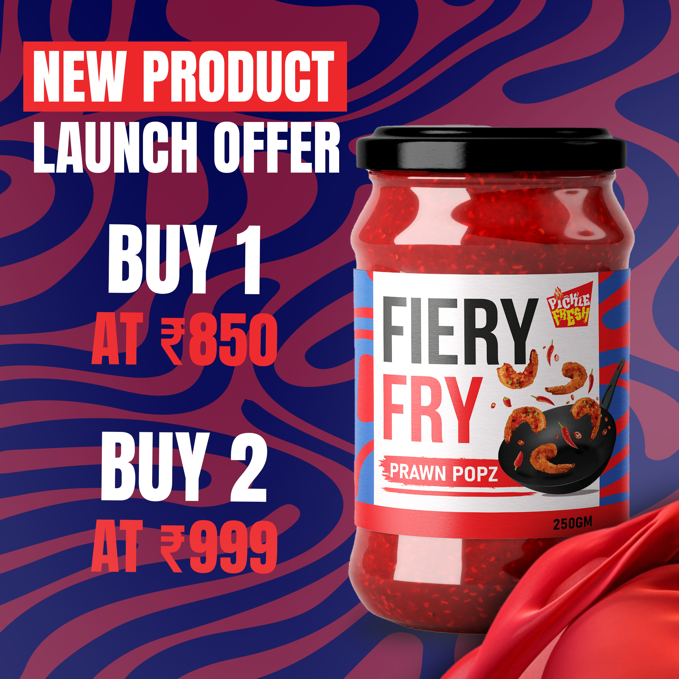 Fiery Fry Prawn POPZ (250 gms) - Bottle full of flavoured prawns